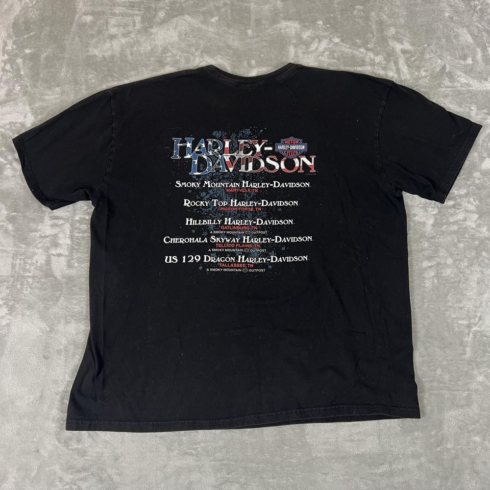 Harley-Davidson Shirt Mens 2XL Black Smoky Mountain US 129 Dragon Graphic